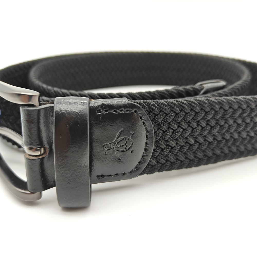 Original Penguin Black Braided Stretch Belt Men's L 38-40 Genuine Leather NWT - Picture 6 of 7